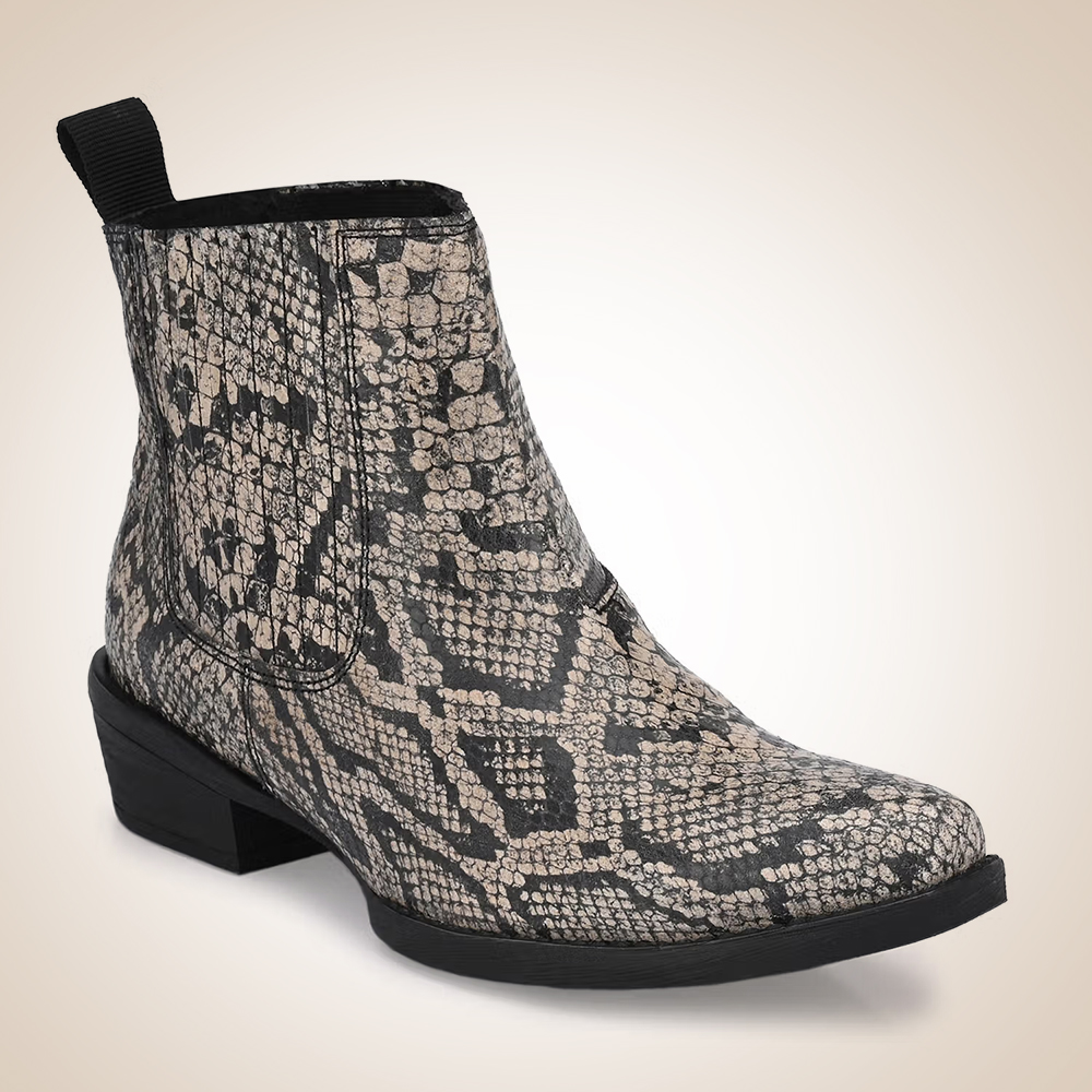 CARLO ROMANO Printed Black Leather Ankle Boot