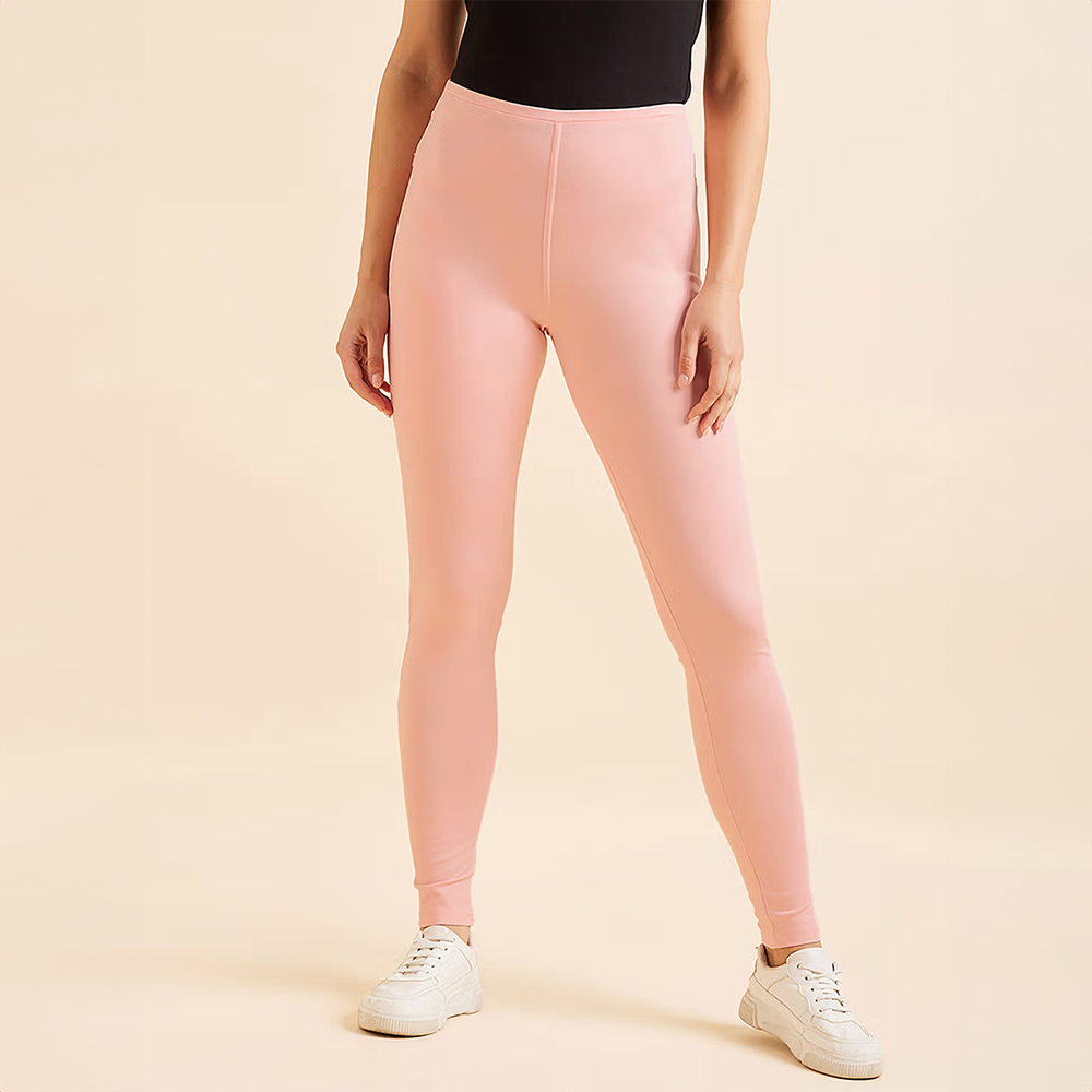 Women Solid Ankle Tights - Pink