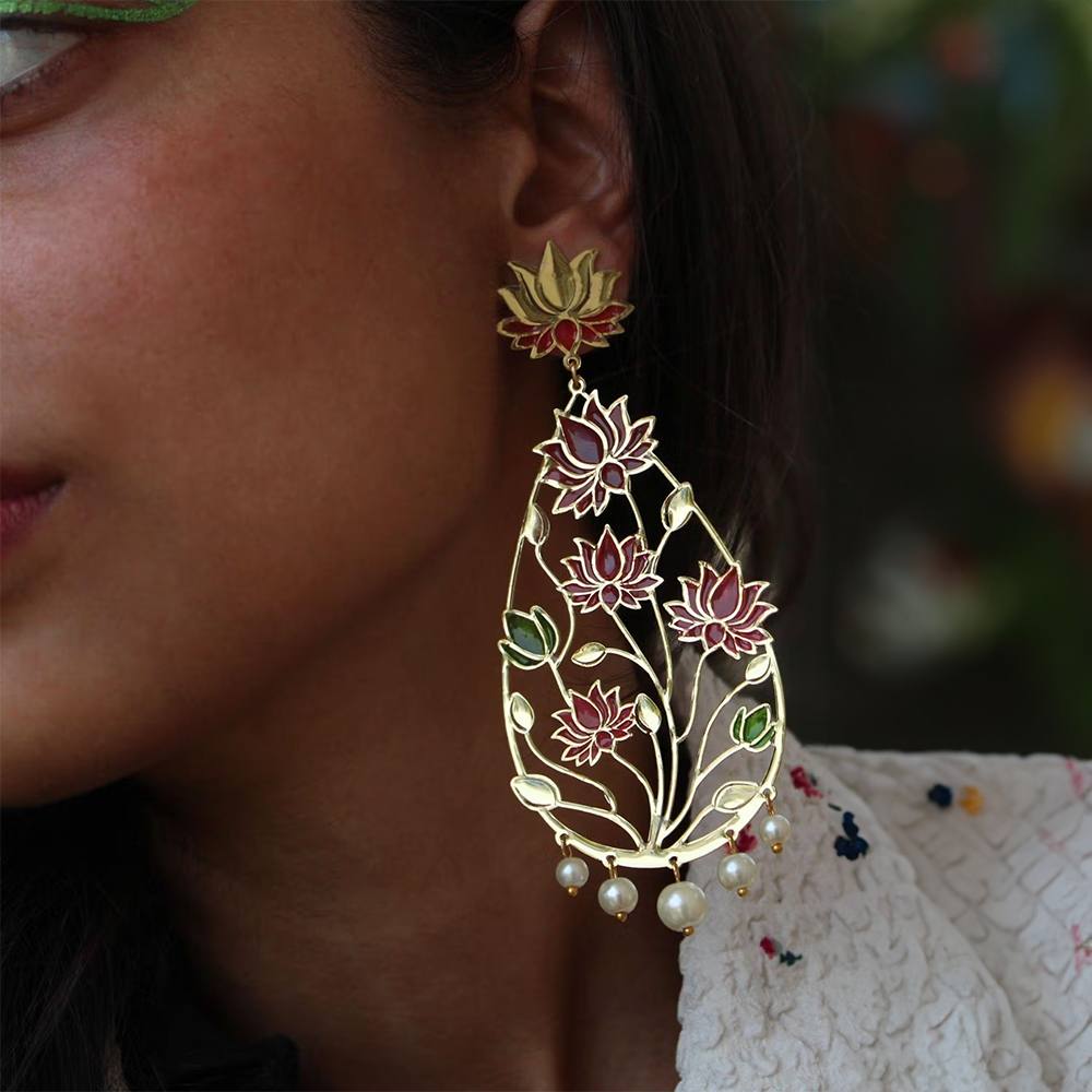 Lotus Flower Resin Earrings