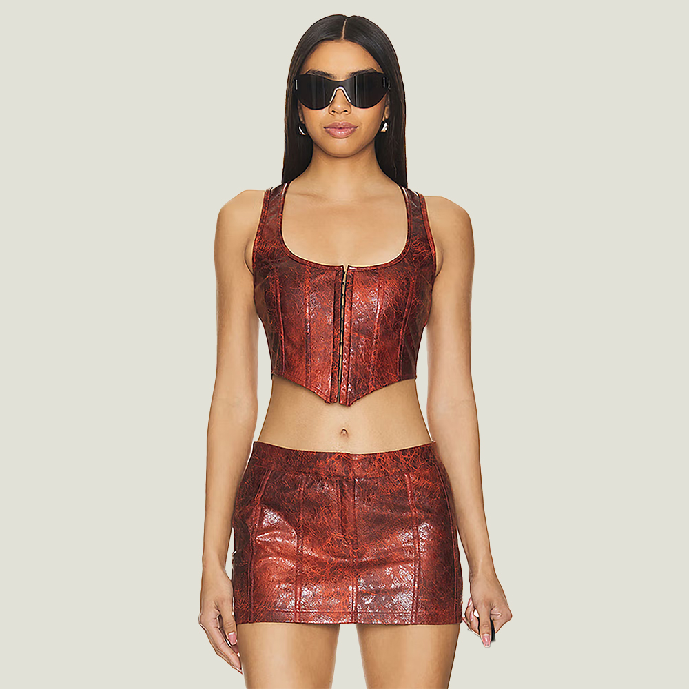 superdown Juno Faux Leather Top