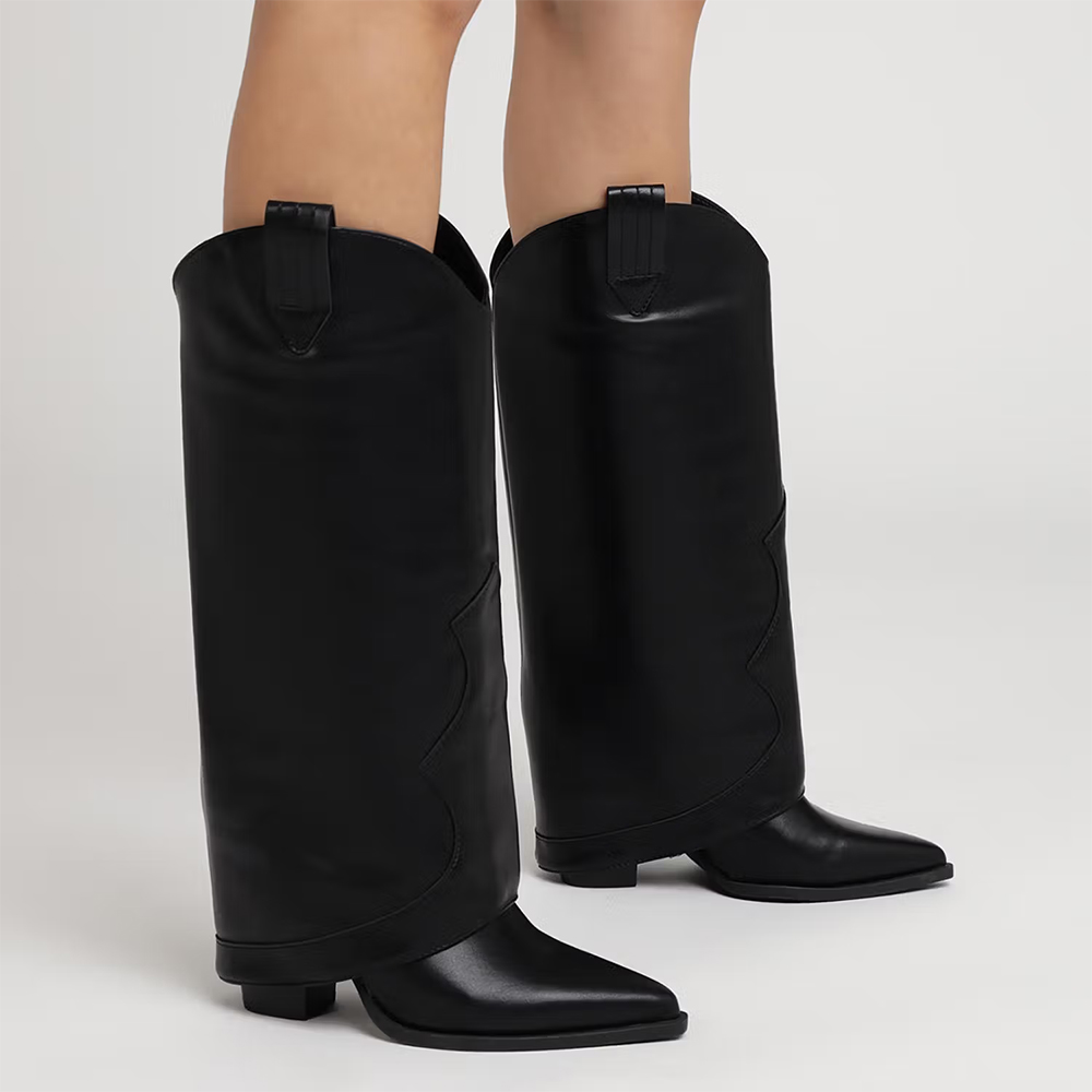 Black Solid Casual Boots