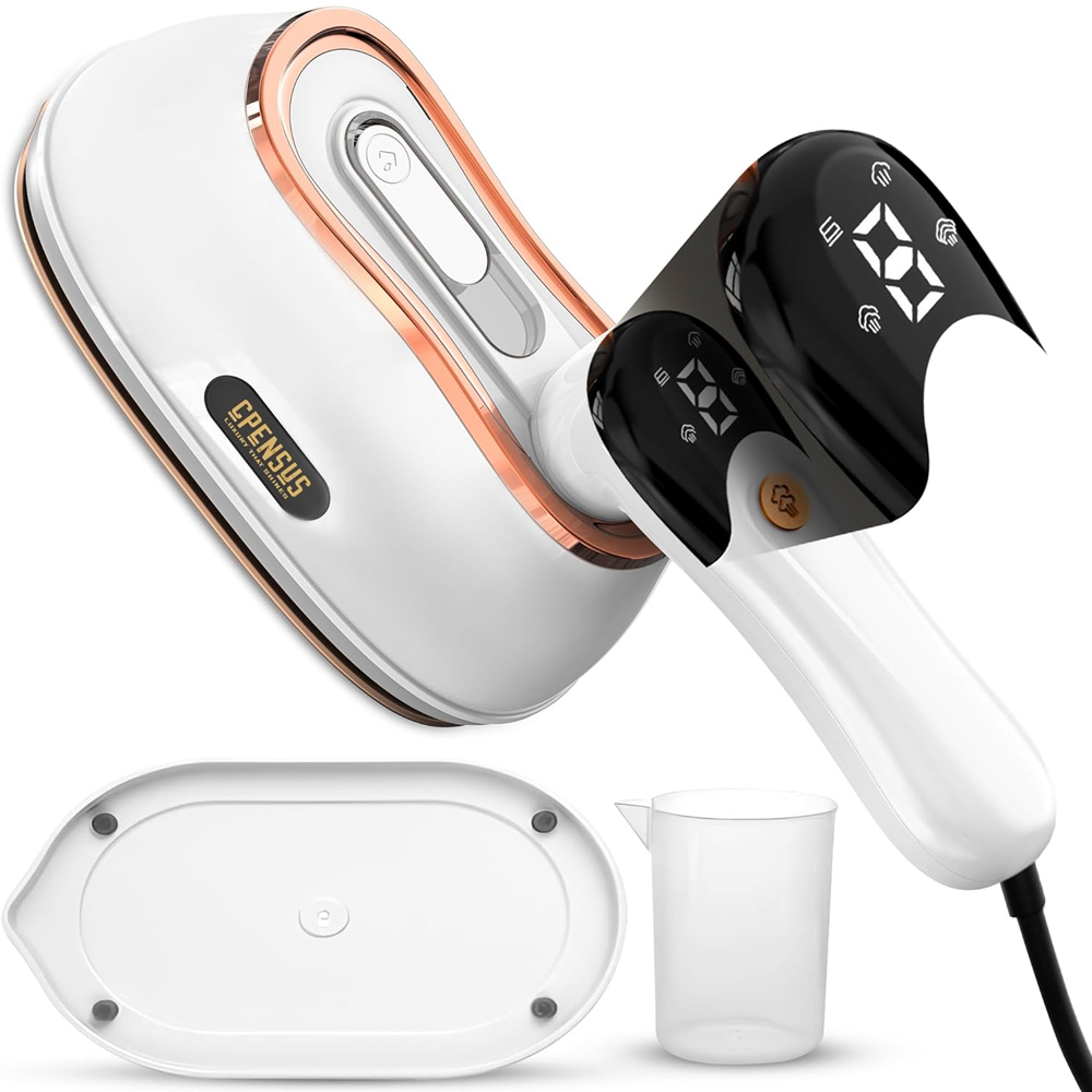 CPENSUS Mini steam iron for clothes 1200W Handheld garment steamer for horizontal and vertical ironing 20G/min fast heating with LED screen & 180ml water tank Portable Travel Foldable