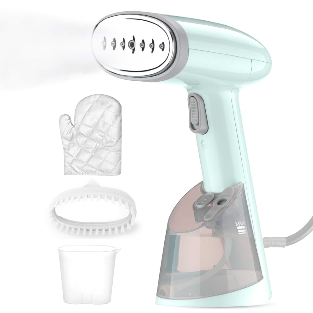 Goodscity handheld garment steamer for clothes, 250ml tank, Glove, Measuring cup & Brush, Vertical & Horizontal Steam iron for clothes, 30s Fast heating 1200 Watt Portable Steam press, 1 year Warranty