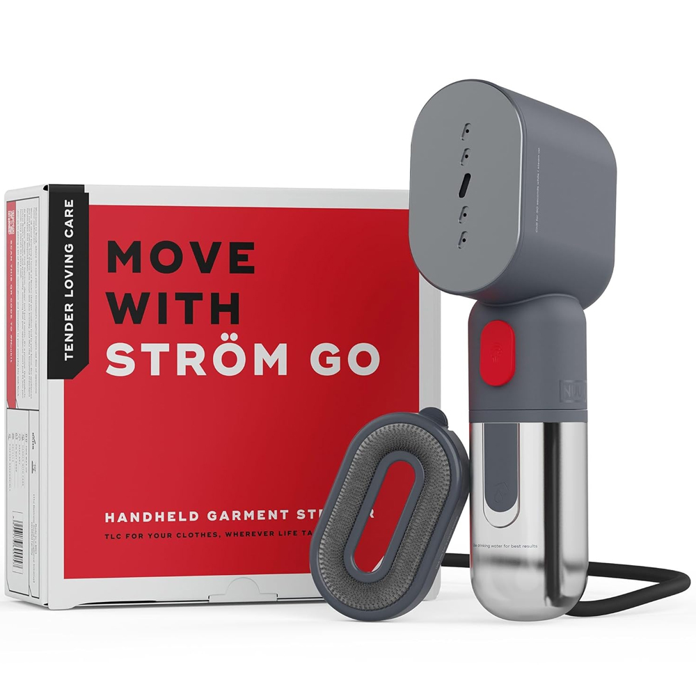 NUUK STROM GO Super Compact and Lightweight Travel Garment Steamer For Clothes | FREE Heat Resistant Travel Pouch | Vertical & Horizontal Steaming | 20g/min Steam | 30 Sec Heat Up | 100ml Water Tank