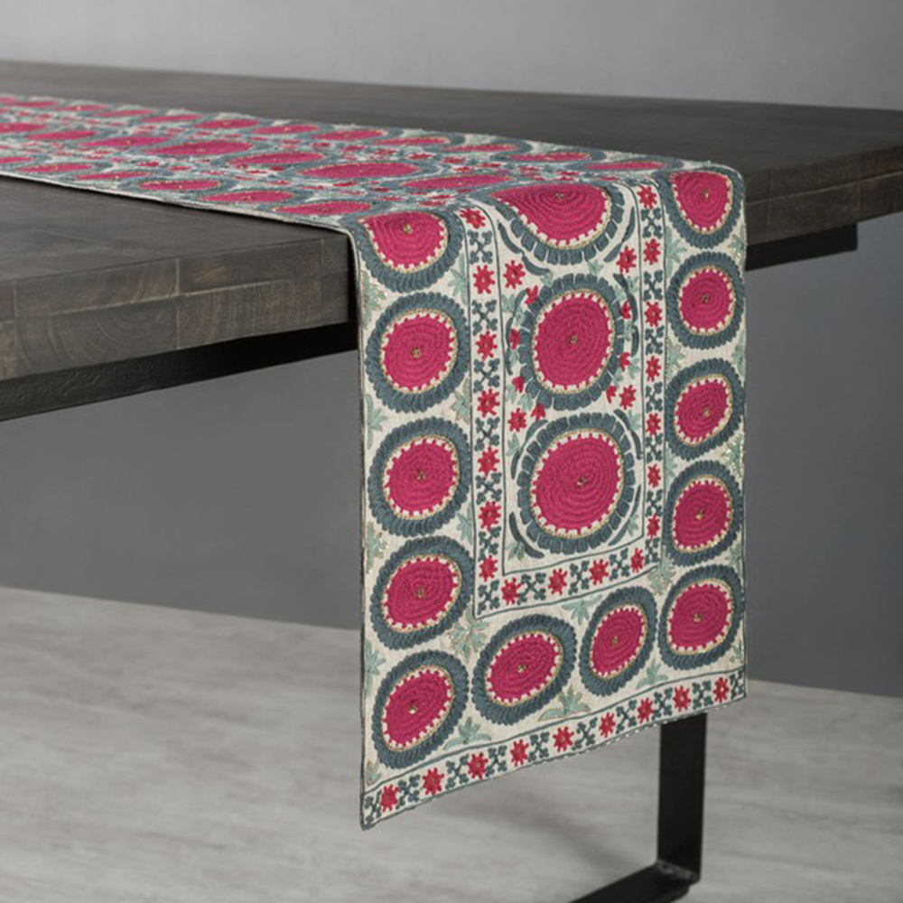 Good Earth Suzani Lehar Linen Runner