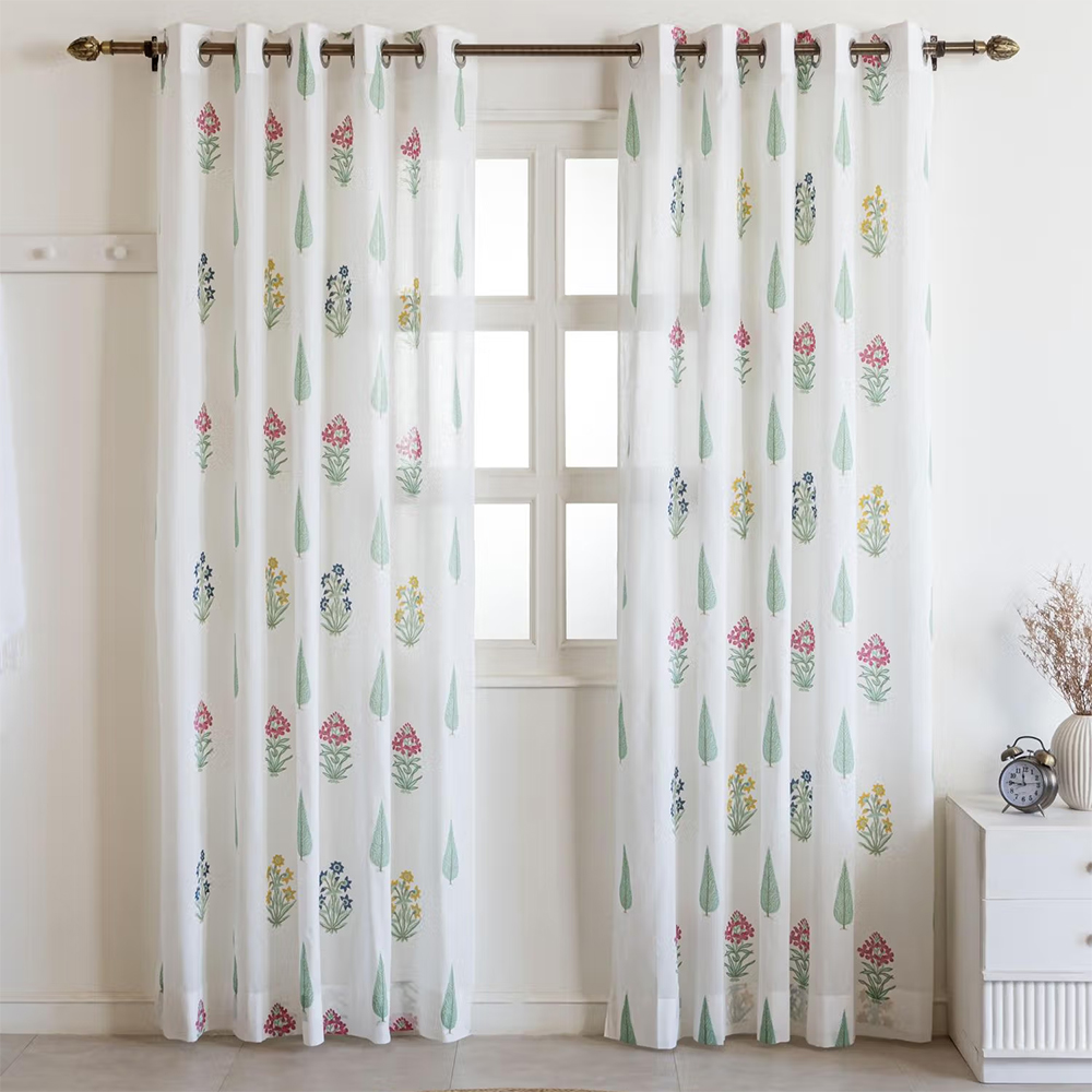 The Home Story Tropical Oasis Floral Printed Curtains