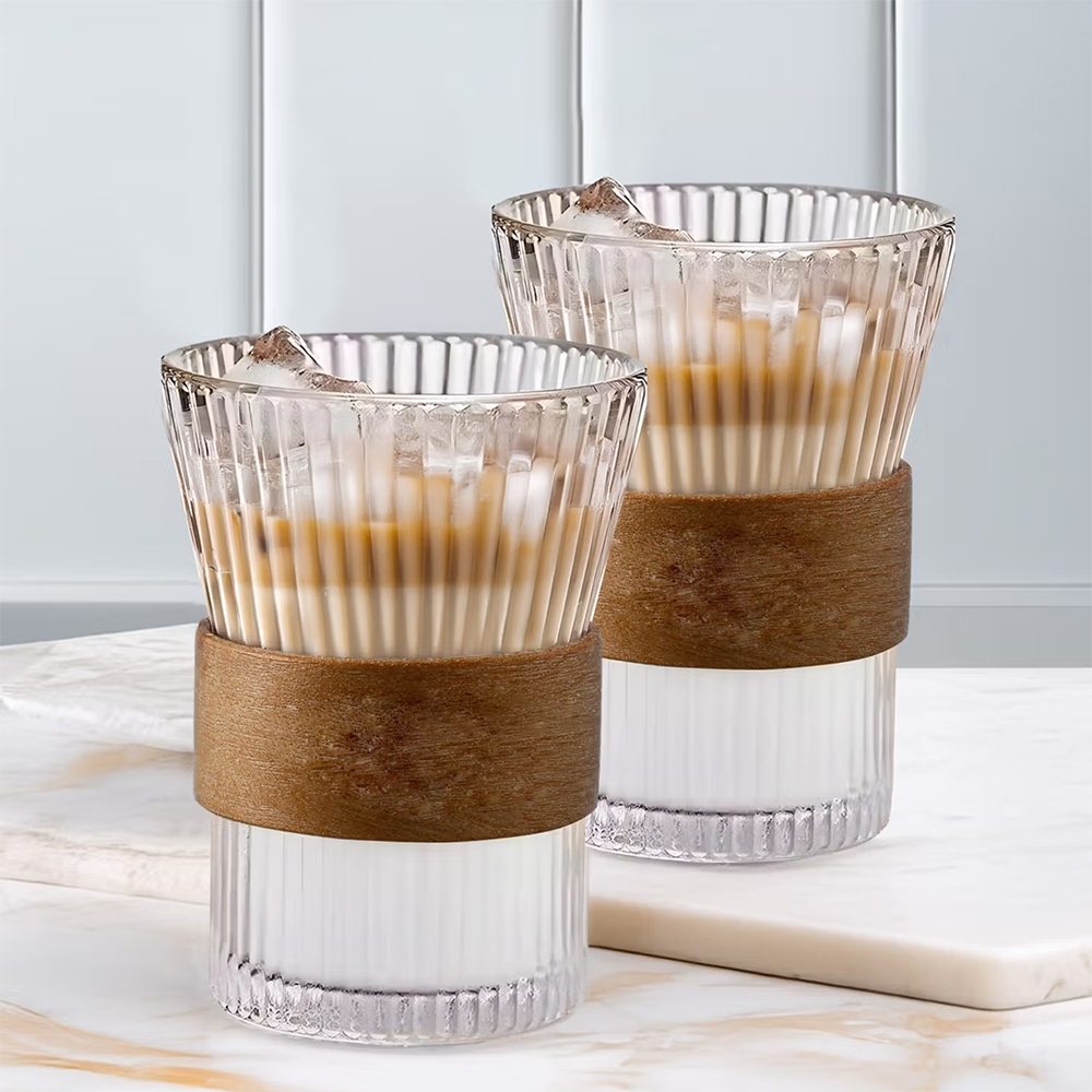 Glass Tea and Coffee Mugs 280ml Transparent (Pack of 2)