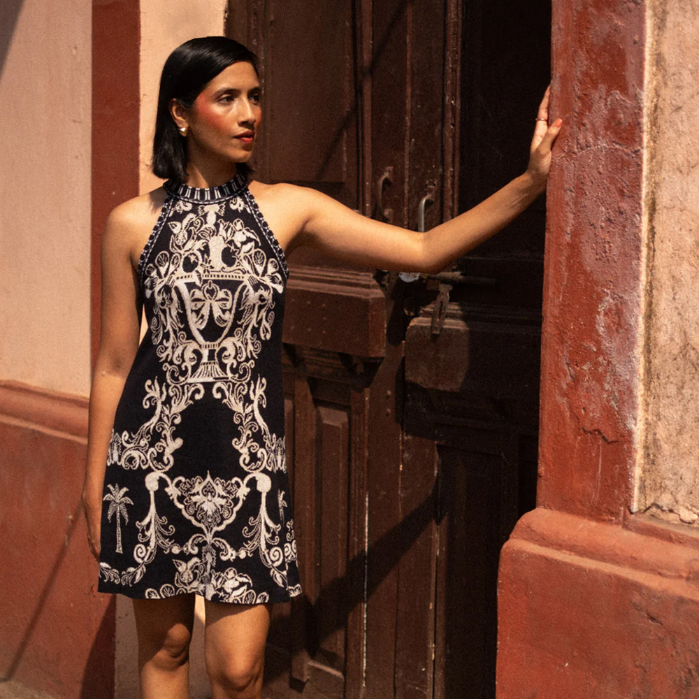 Azul Noir Knit Halter Mini