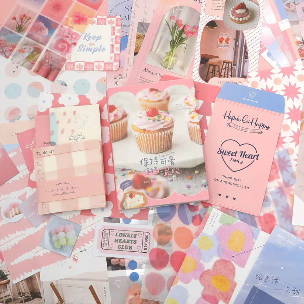 Ranur Wood 346Pcs Vintage Aesthetic Scrapbook Kit With Stickers,Art Bullet Junk Journal Kit Scrapbooking Supplies Journal Planners Stickers Craft Notebook Collage(Sweetheart), Multicolor : Amazon.in: Home & Kitchen
