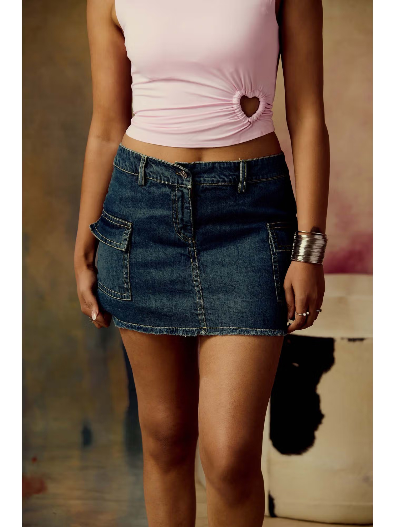 Lea Clothing Vega Blue Mini Denim Skirt