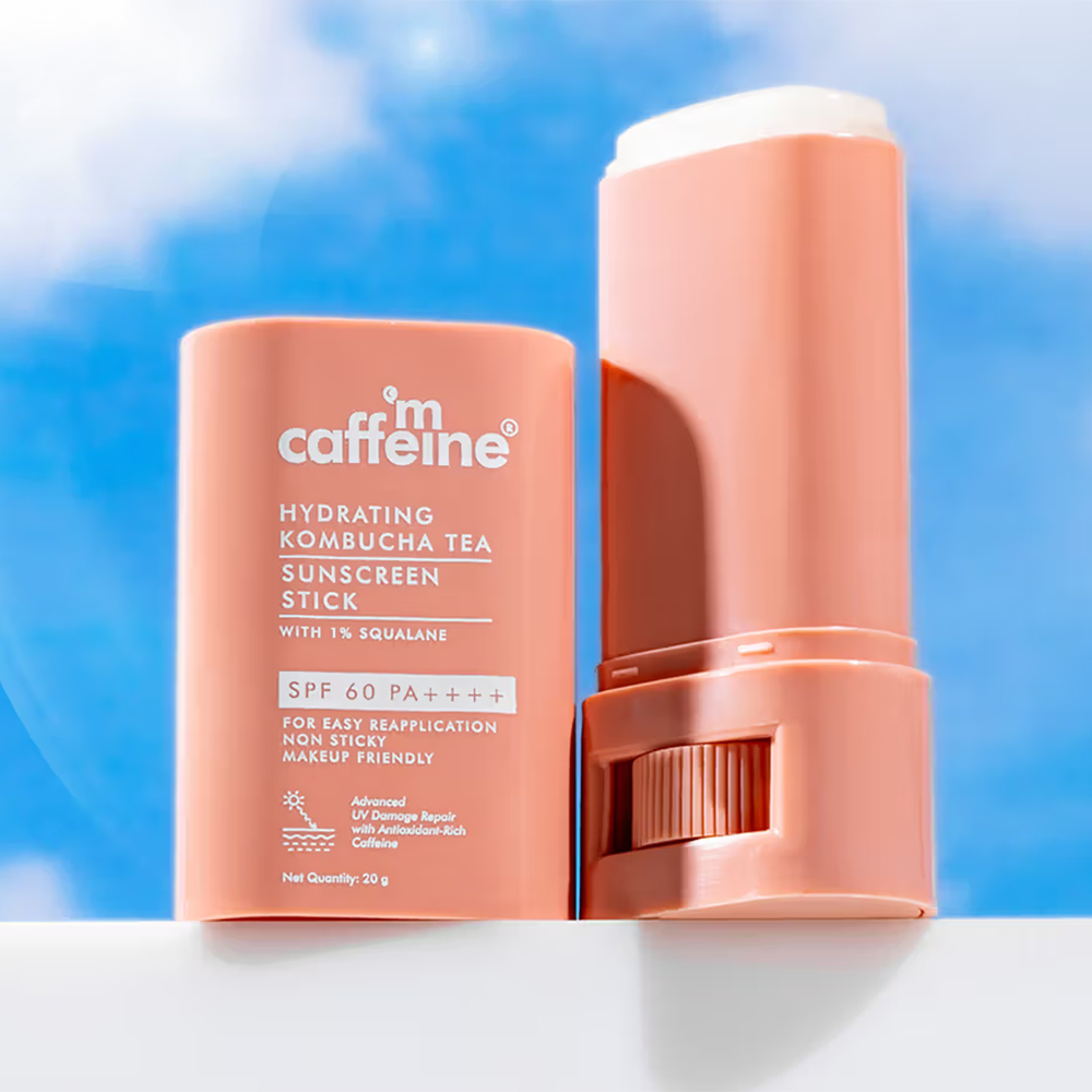 MCaffeine Hydrating Sunscreen Stick SPF 60 PA++++ With 1% Squalane & Kombucha Tea No White Cast