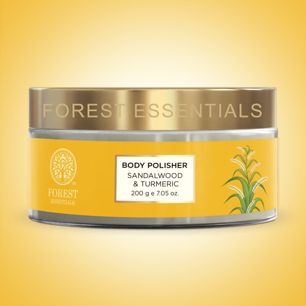 Forest Essentials Body Polisher Sandalwood & Turmeric - Body Scrub for Tan Removal