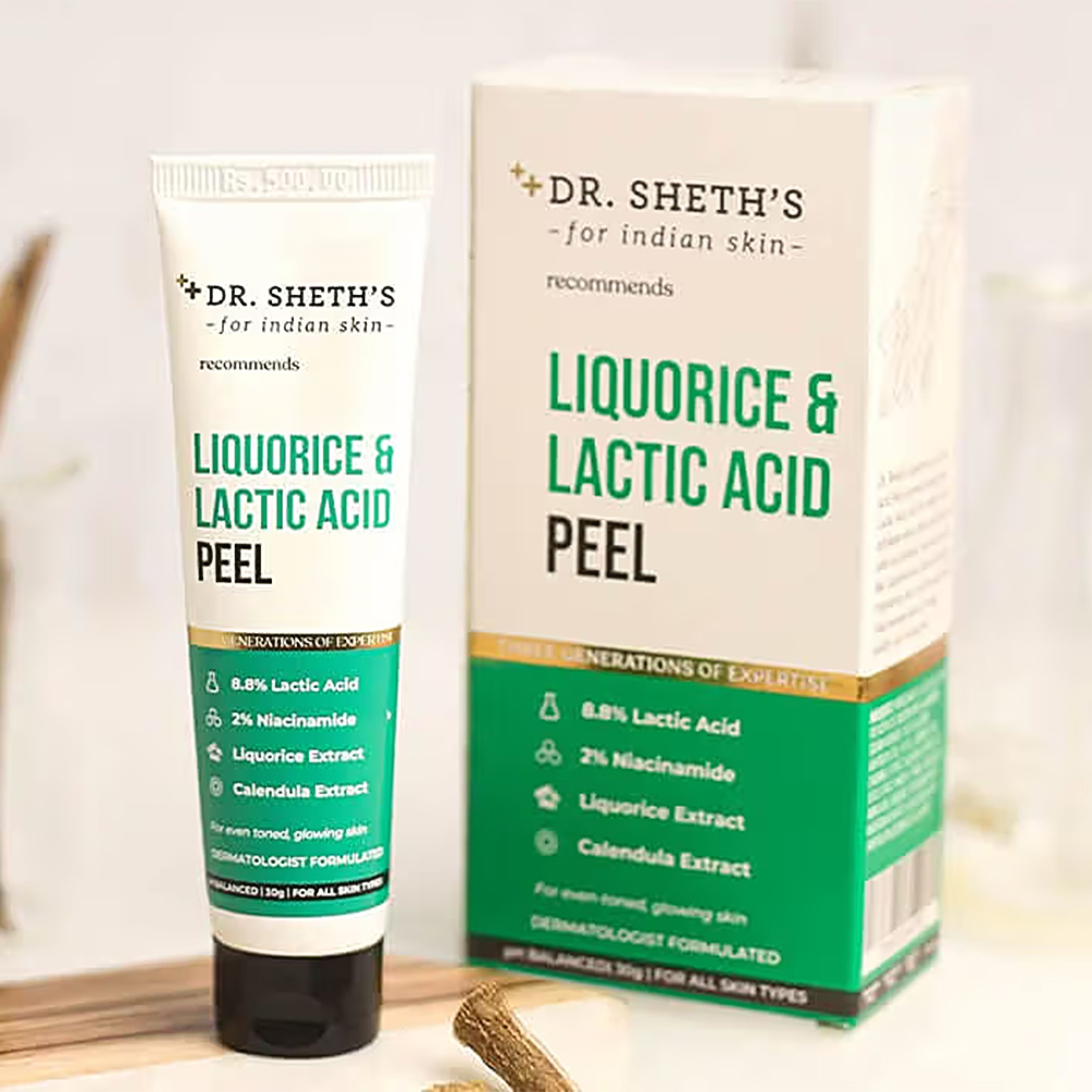 Dr. Sheth's Liquorice & 8.8% Lactic Acid (AHA) Chemical Peel For Even-Toned, Glowing Skin