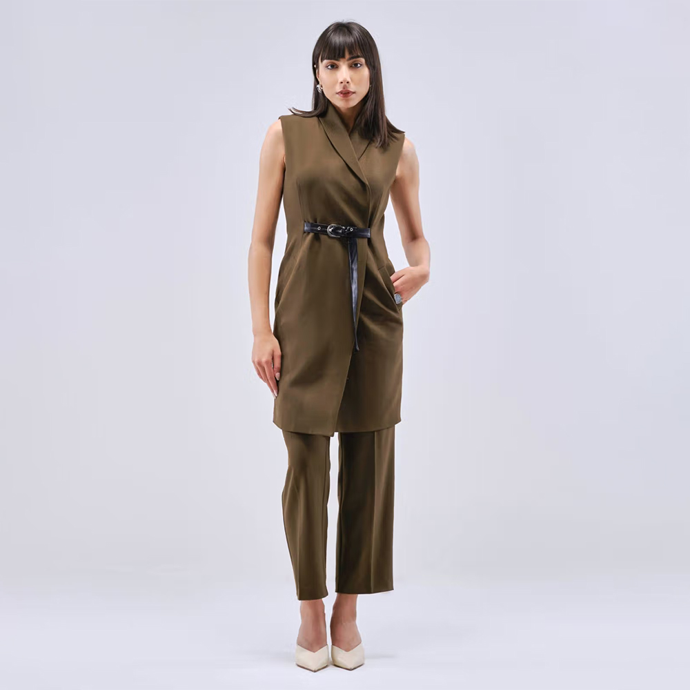 Qua Buckled Long Waistcoat