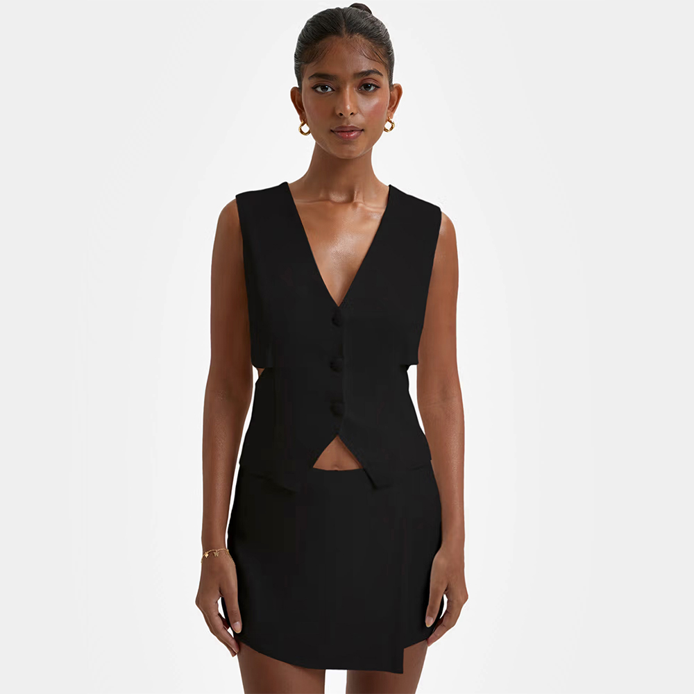 Bouji Kyoto Cut Out Waist Coat Black