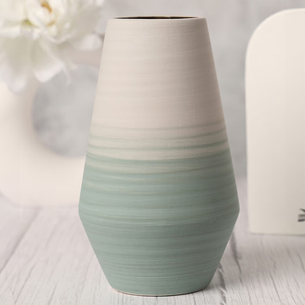 Bonhomie Off-White & Green Ombre Ceramic Vase