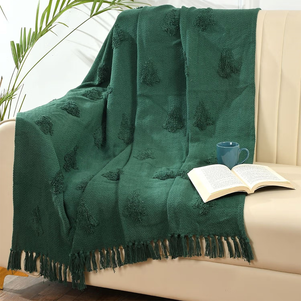 Sashaa World Green Cotton Throw