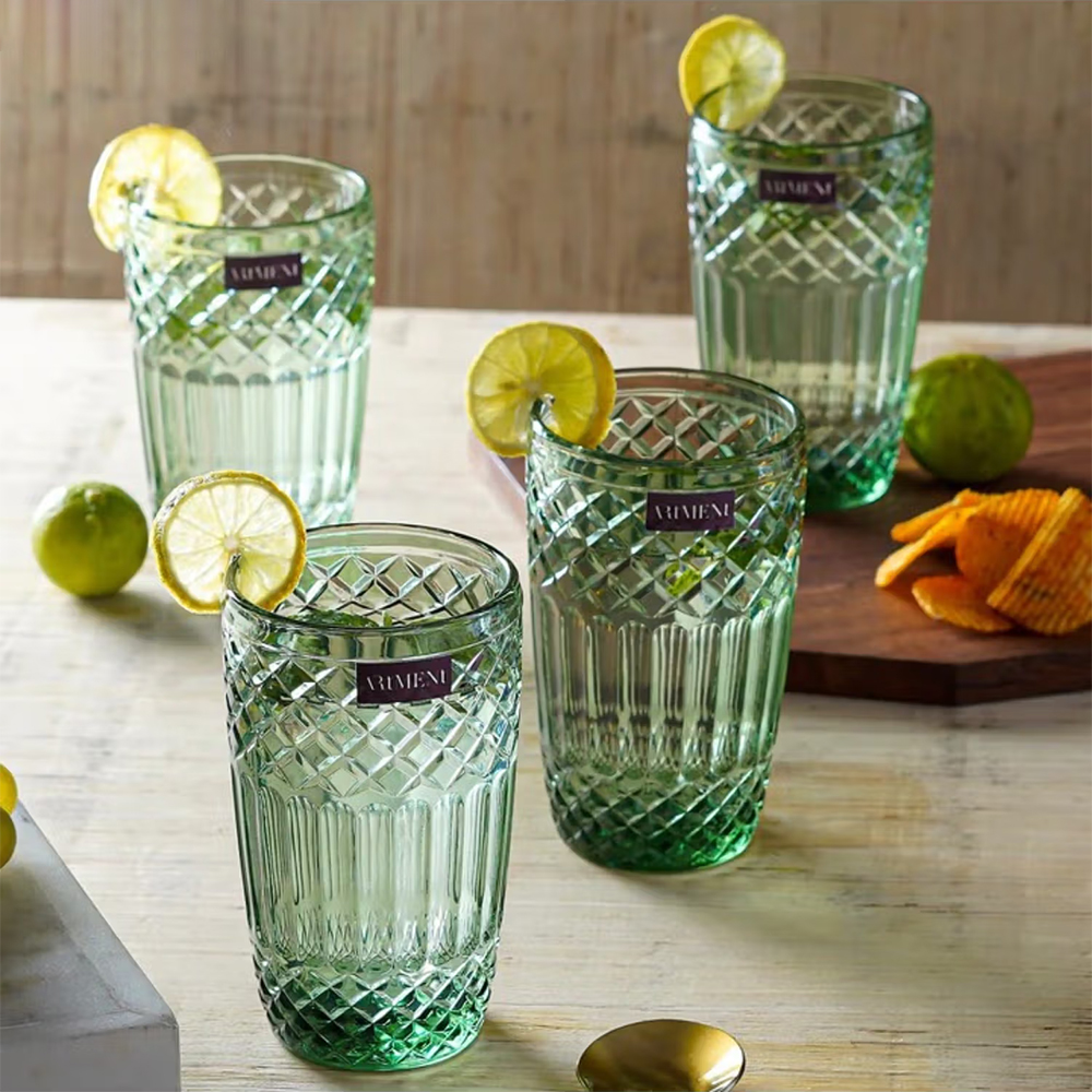 The Artment Boho Diamond Tumbler Glasses Green