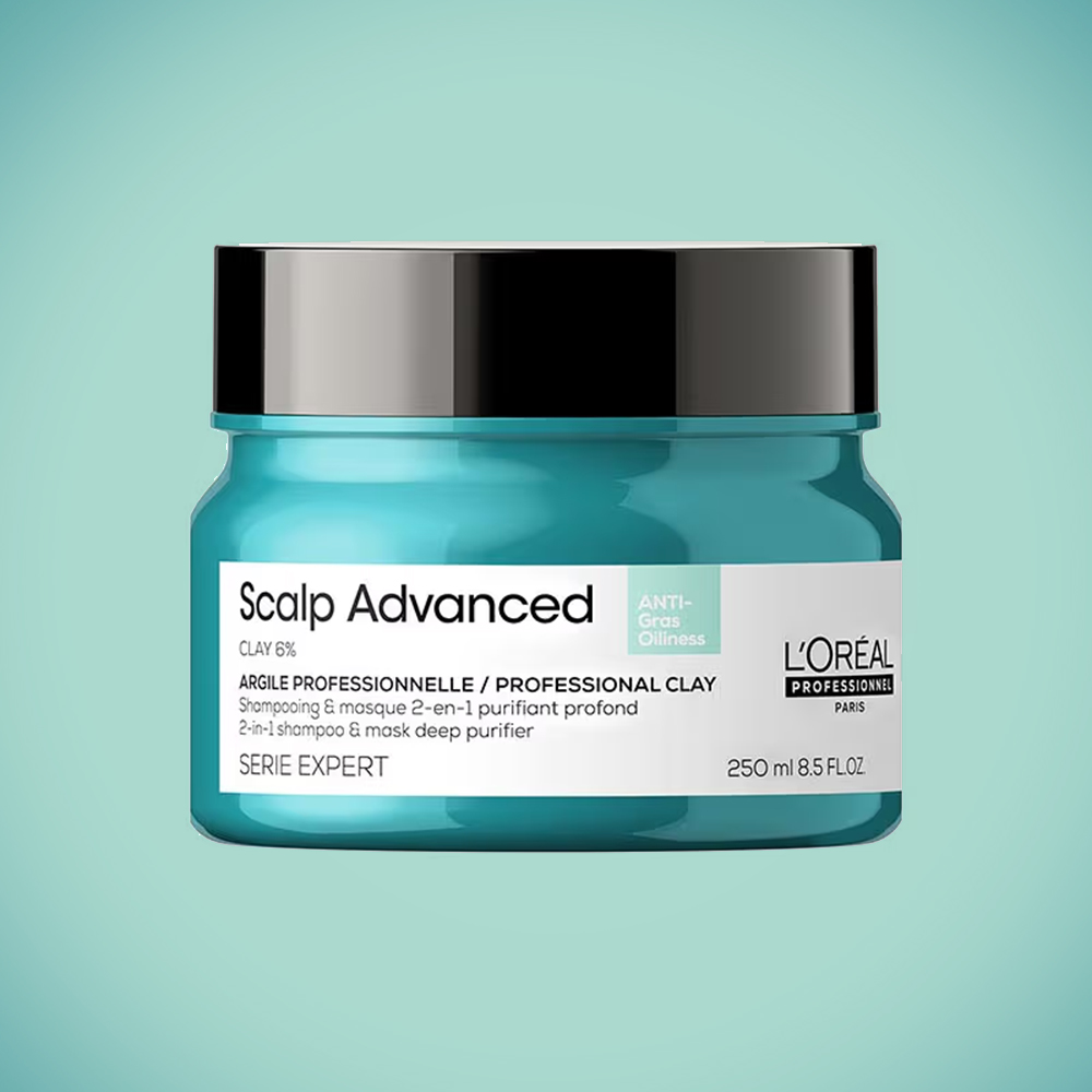 LOreal Professionnel Scalp Advanced Anti-Oiliness 2-In-1 Shampoo & Mask Deep Purifier Clay For Very Oily Scalp
