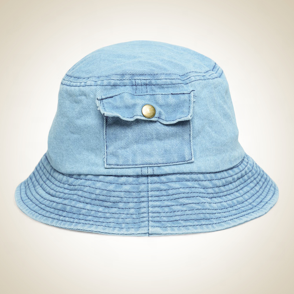 CHOKORE Men Blue Denim Pocket Style Bucket Hat