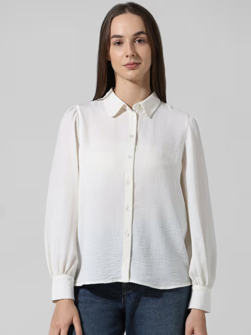 ONLY White Puff-Sleeved Shirt