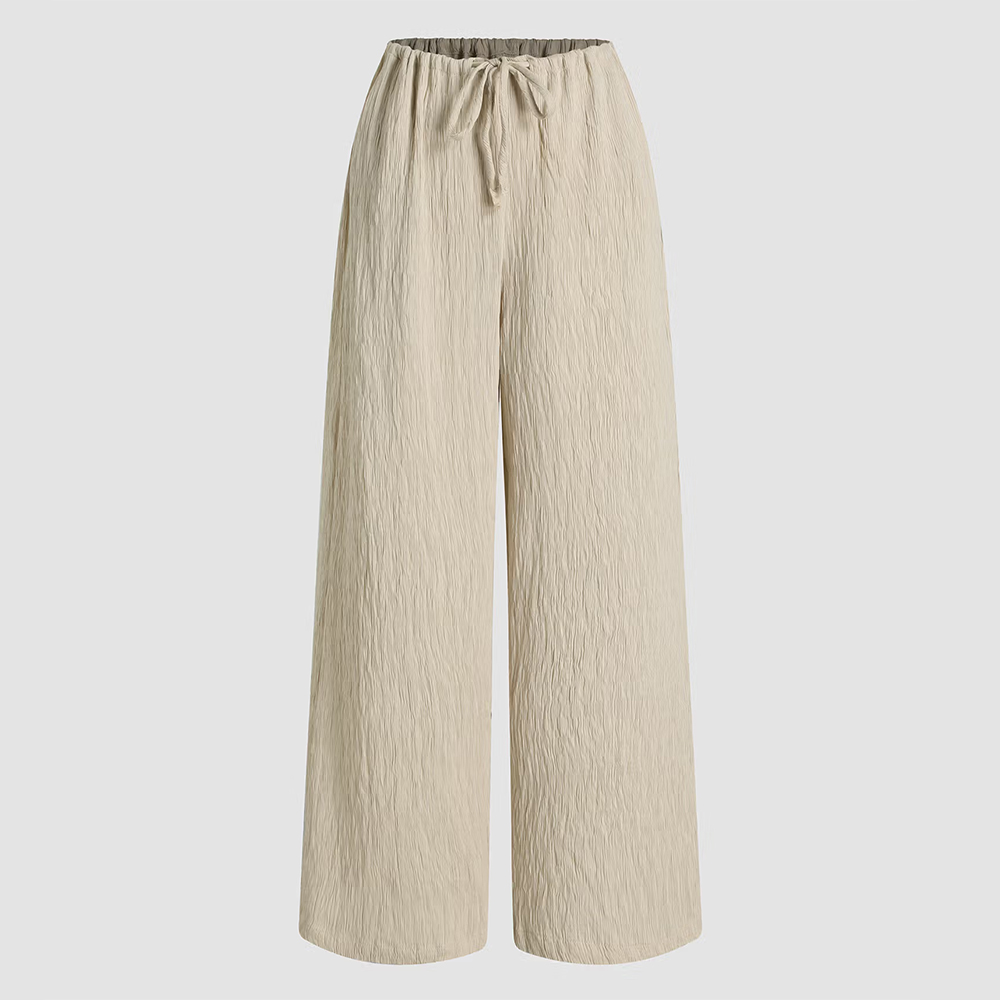 Cider Texture Drawstring Wide Leg Trousers