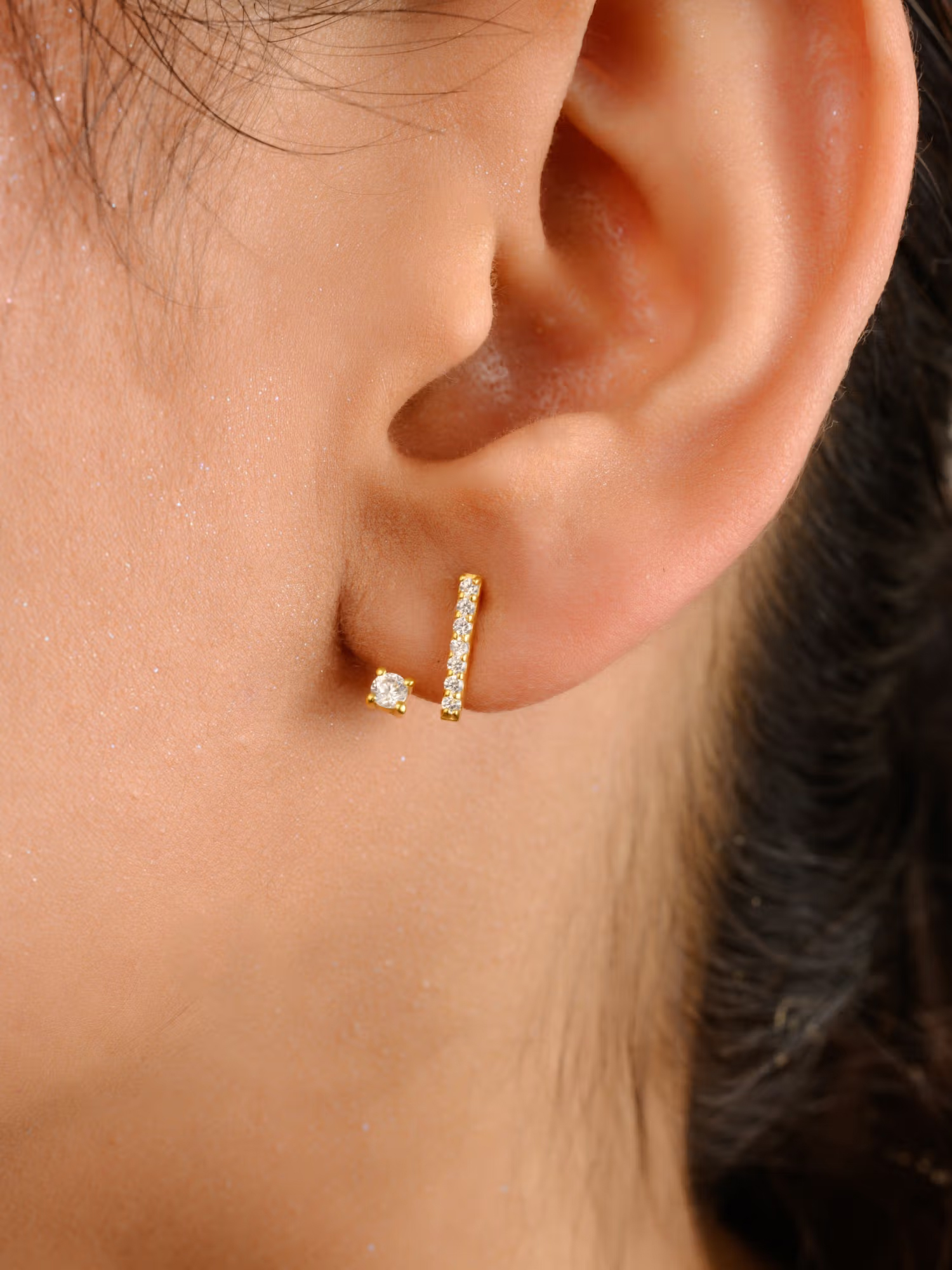 Metalm Gold Finish Dainty Stud Earrings