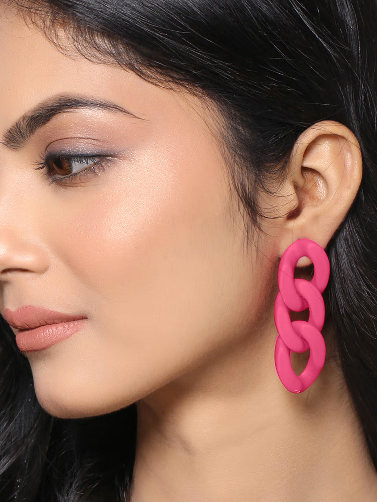 Yellow Chimes Pink Contemporary Chain Designed Earrings