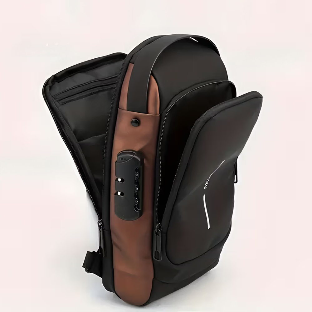 NFI Essentials Unisex Black Anti-Theft Waterproof Crossbody Bag