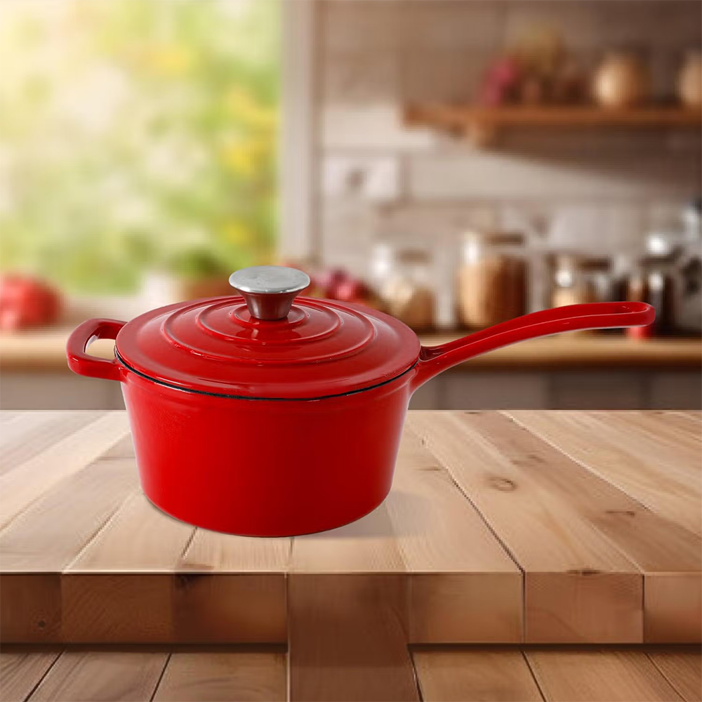 UMAI Cast Iron Saucepan with Lid & Long Handle