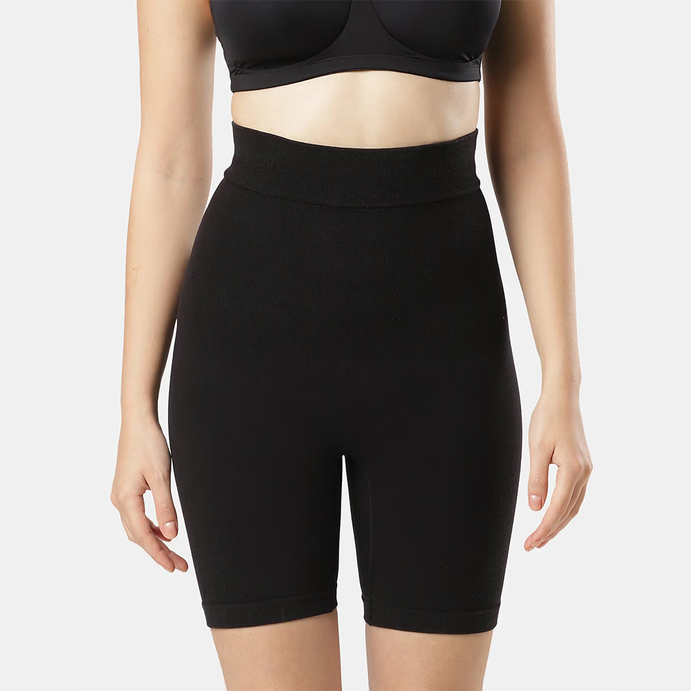 Jockey SH08 Women High Waist Cotton Rich Elastane Seamfree Shorts Shapewear - Black