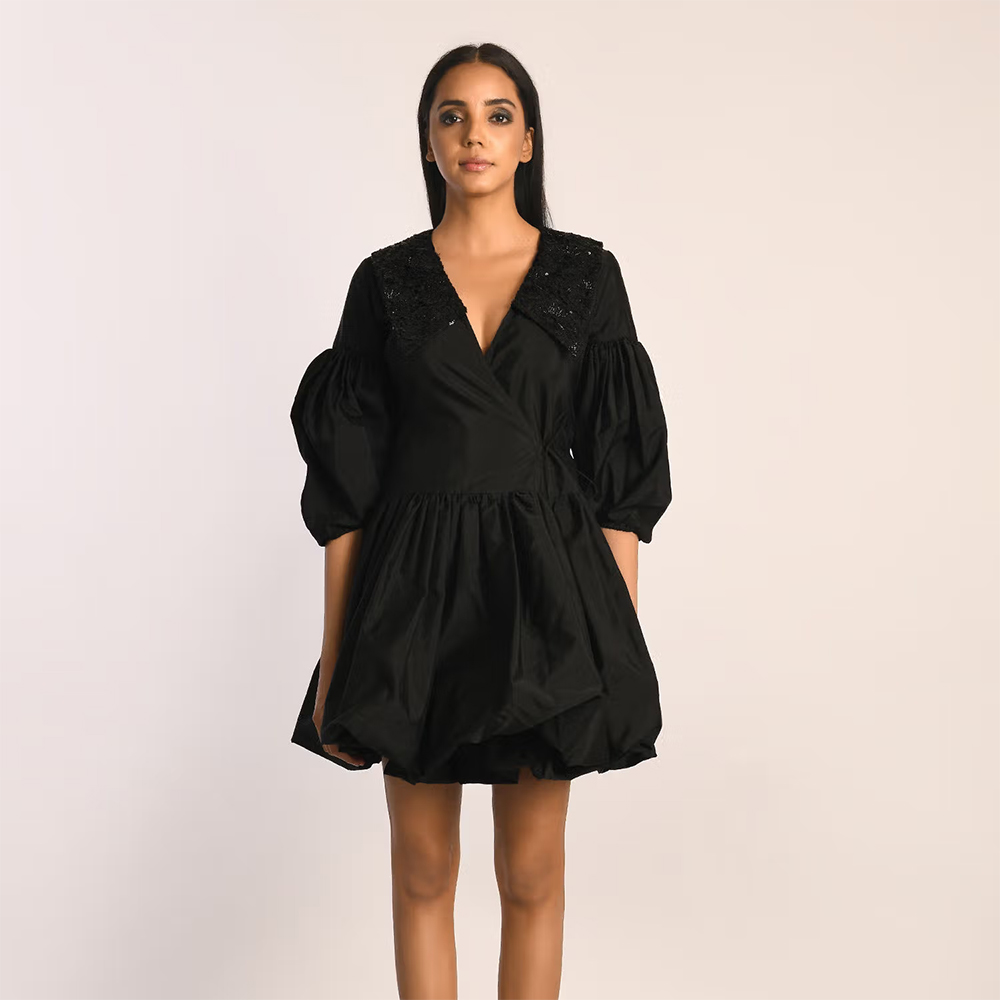 Black Spring Flouncy Dress