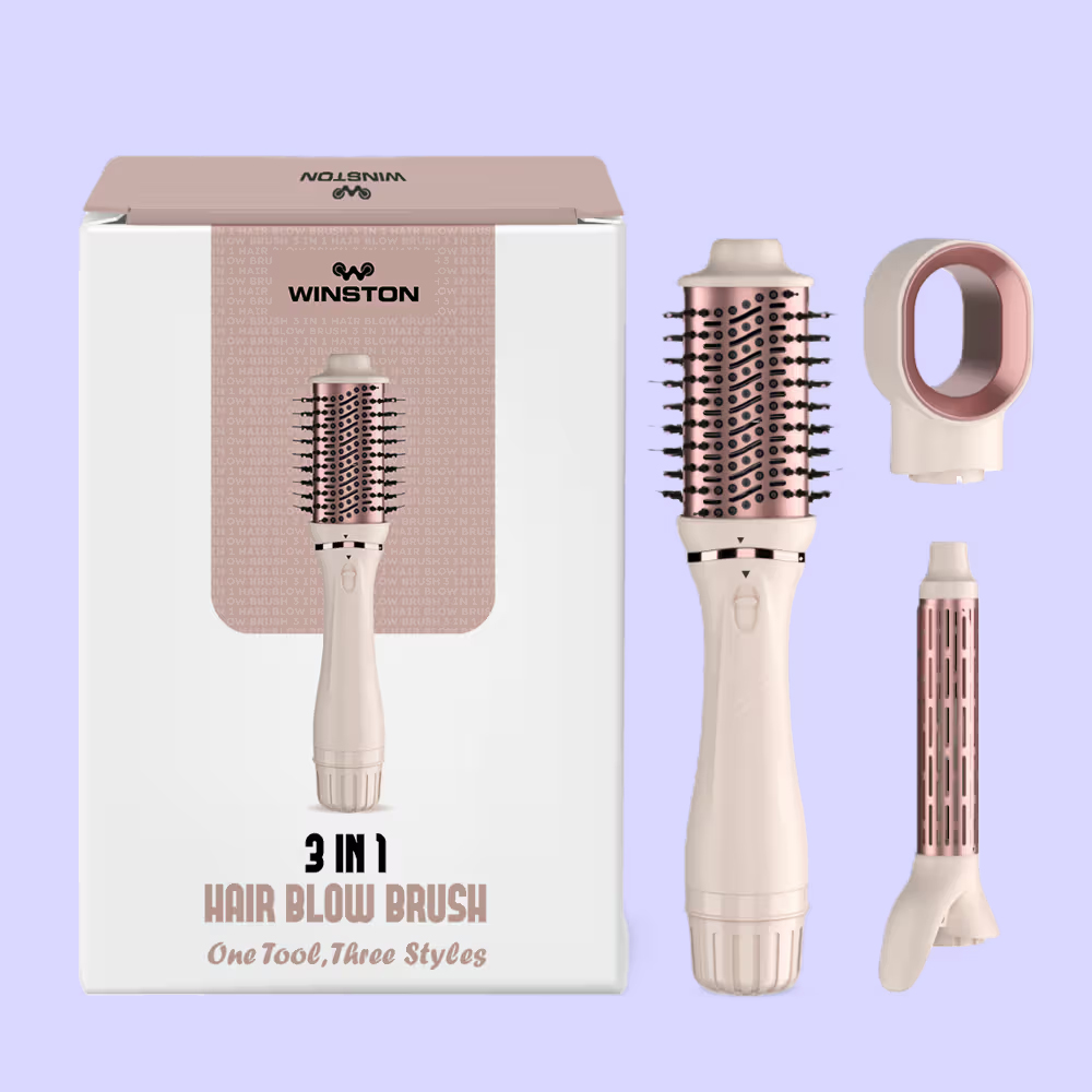 Winston 3 In 1 Hair Blow Brush - Pink & Rose Gold