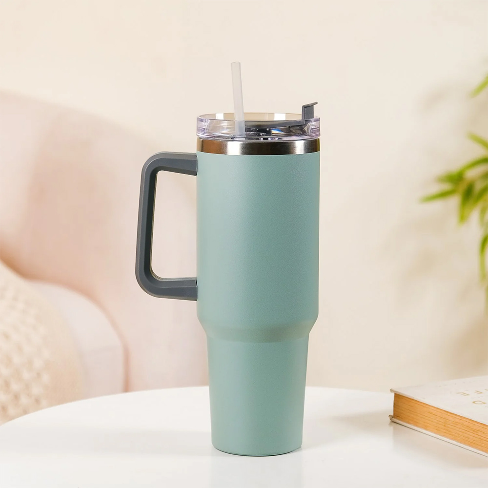 Steel Drink Bottle With Handle For Travel Leakproof Insulated Green