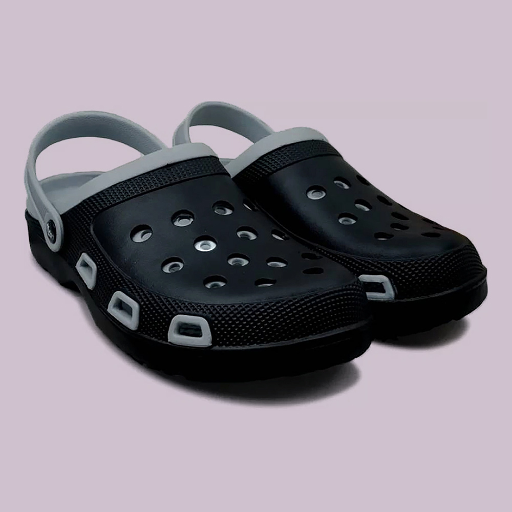 Men's Black Color Block Clogs