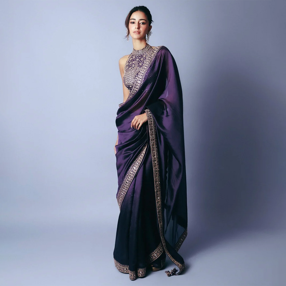 Classic Baigani Saree With Marodi & Mirror