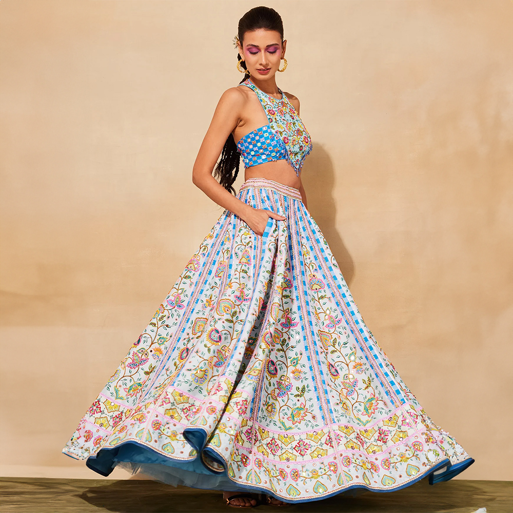 Diya Rajvvir Powder Blue Lehenga