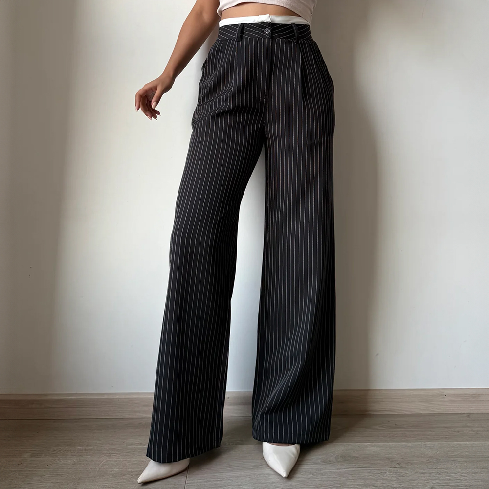 Striped Boxer Wide Leg Trousers