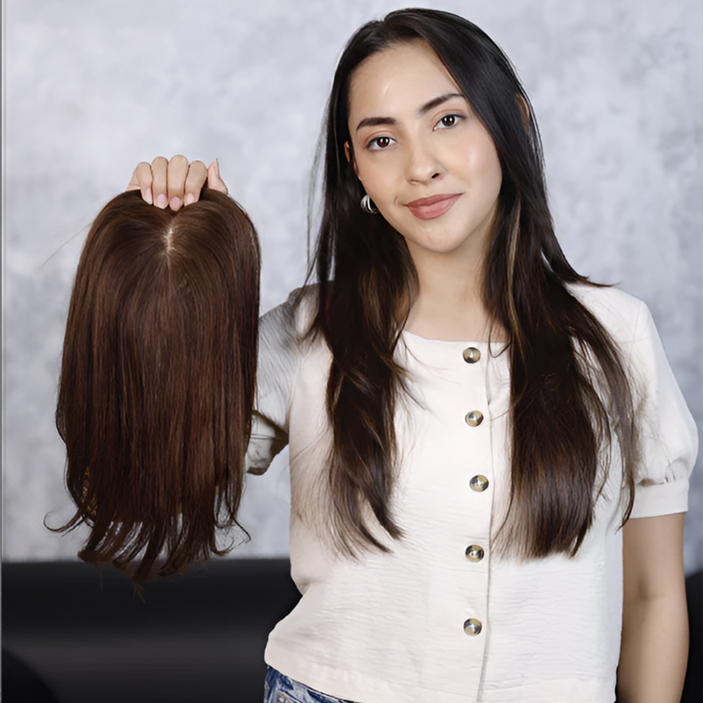 Heart-Shaped Hair Topper with Bangs