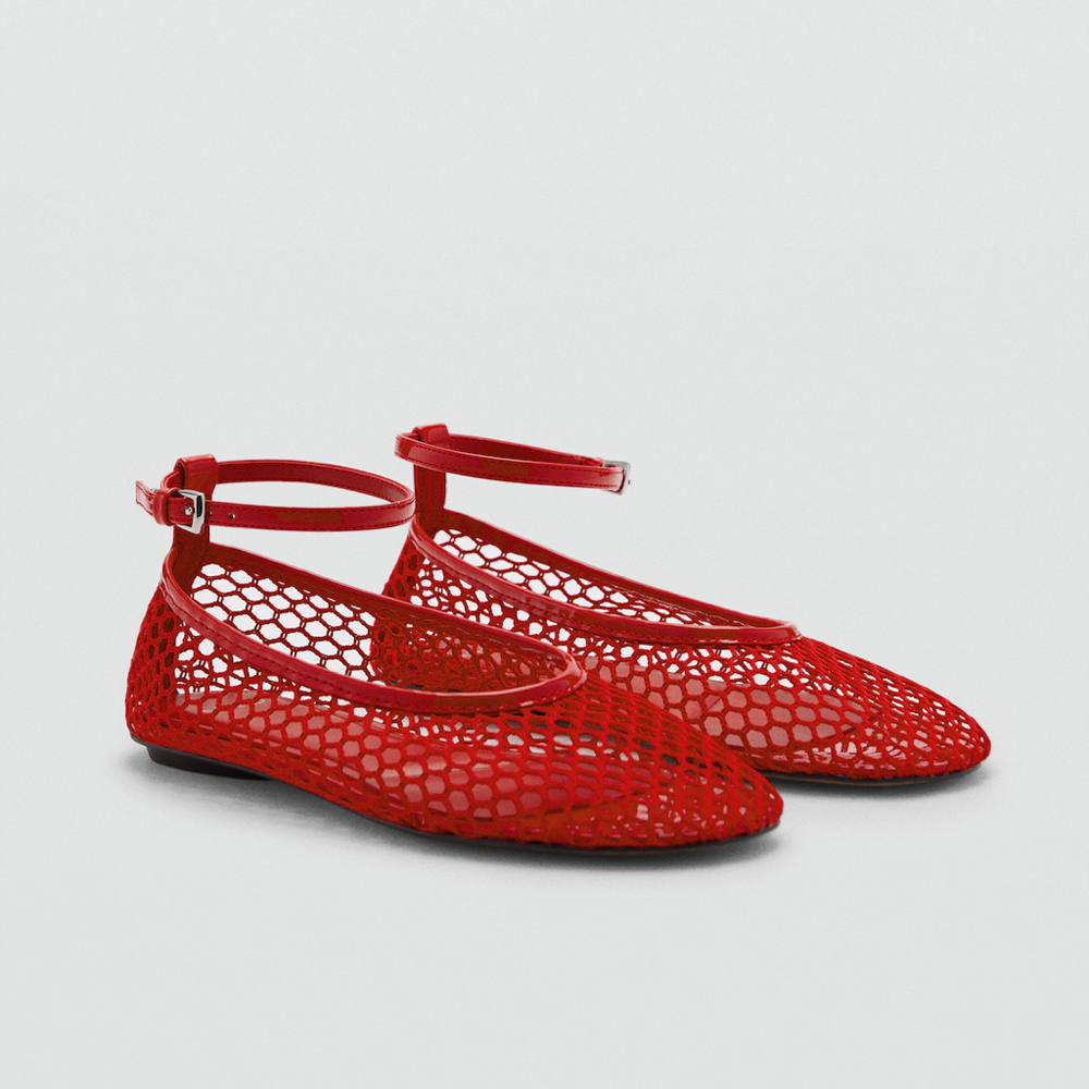 MANGO Women Mesh Ballerinas Flats