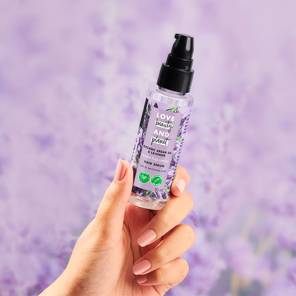 Love Beauty & Planet Argan Oil & Lavender Hair Serum For Smooth Frizz-Free Hair