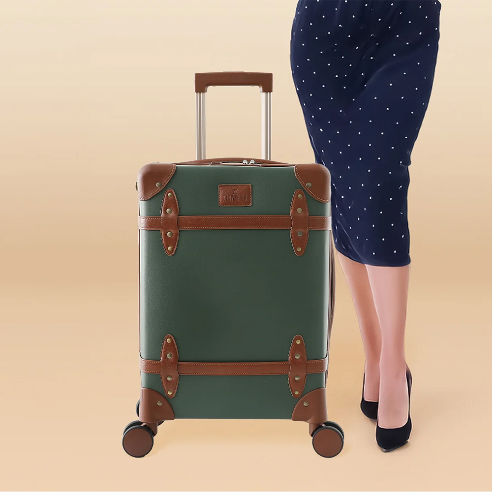 The Clownfish The Vintage Series Trolley Bag - TSA Lock, Mute Wheels | 32.6L | Green