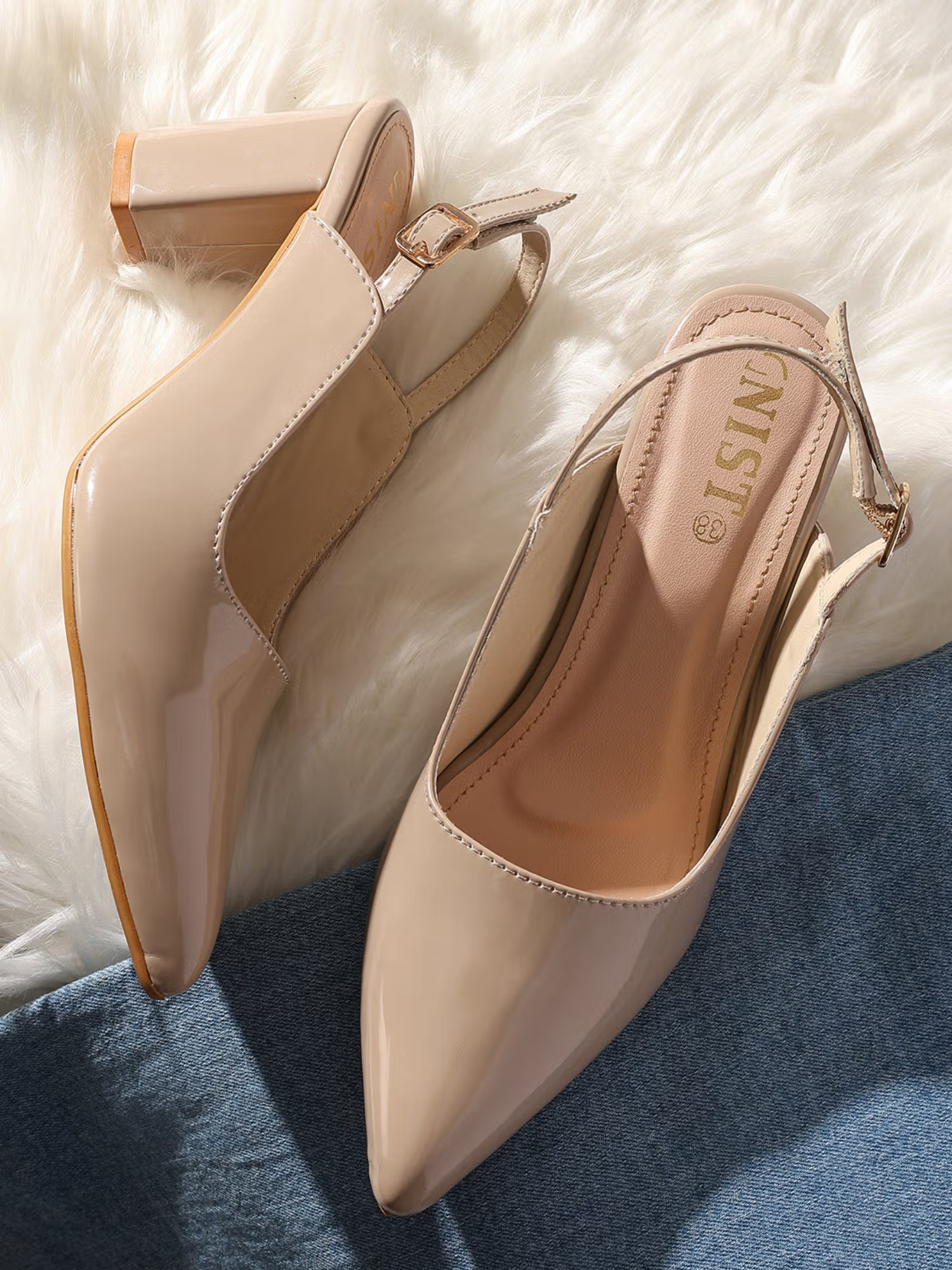GNIST Classic Nude Block Pump Heels