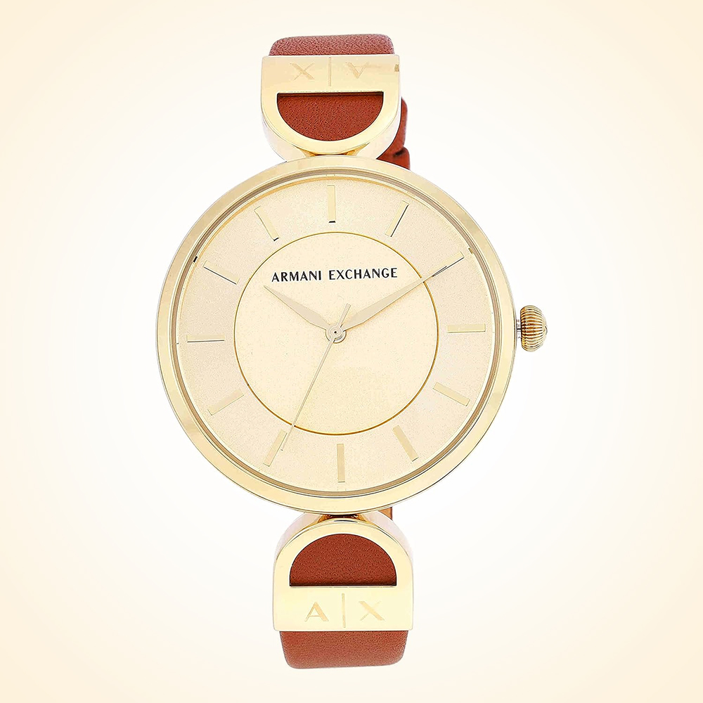Armani Exchange Leather Women Two Tone Analog Watch