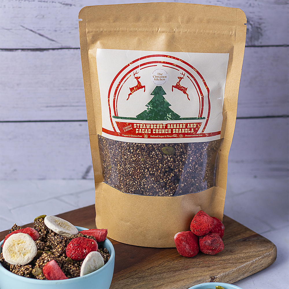The Cinnamon Kitchen Strawberry, Banana and Cacao crunch Granola