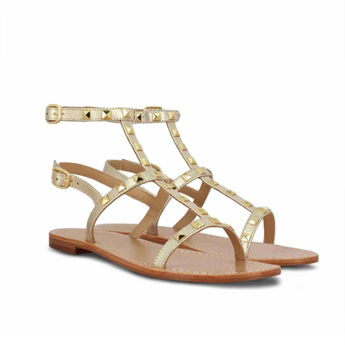 Saint G Platin Leather Flat Sandals