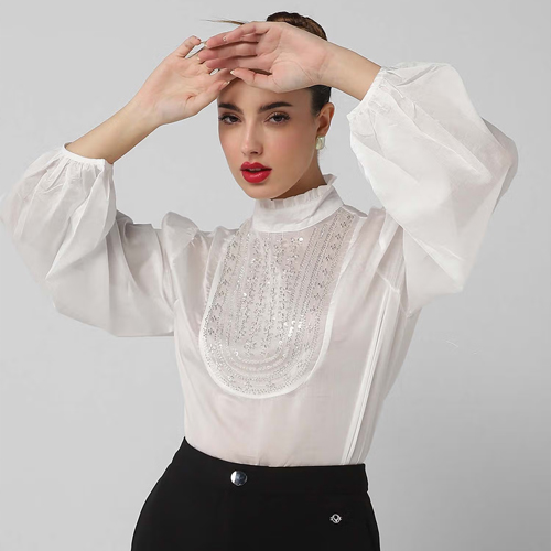 SHOWOFF Classic Women White Embellished Top