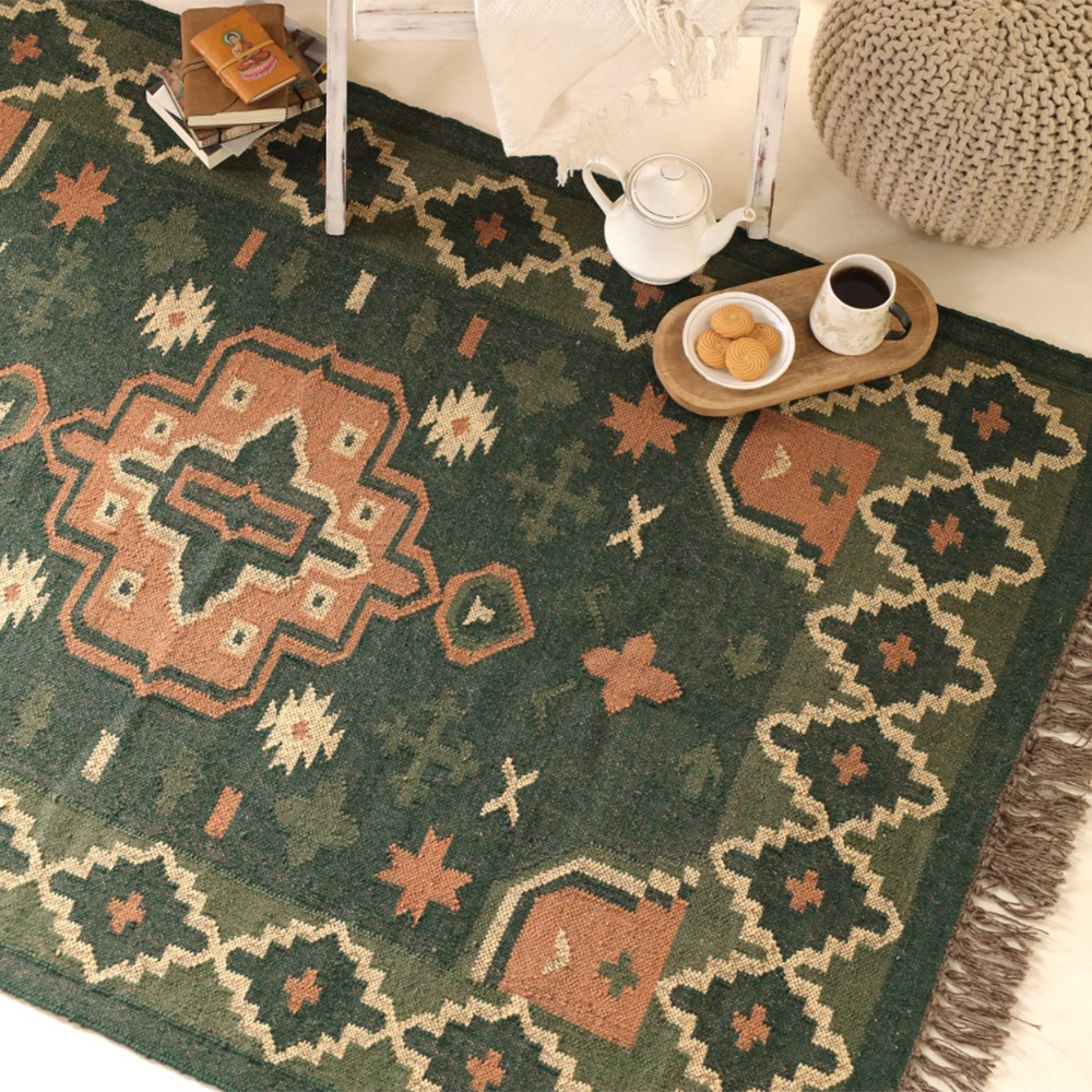 Clover Green Handwoven Rug