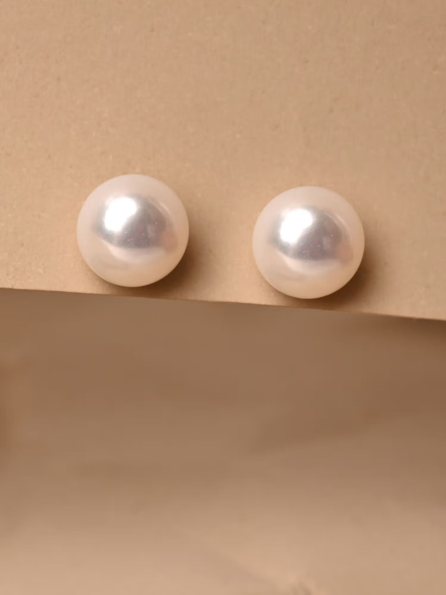 CLARA 925 Pure Silver Rhodium Plated Real White Pearl 7Mm Studs Earrings for Women