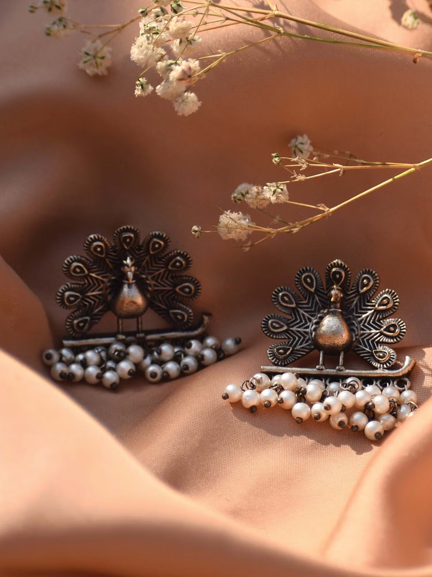 Teejh by Joker & Witch Morni Silver Oxidised Earrings for Women